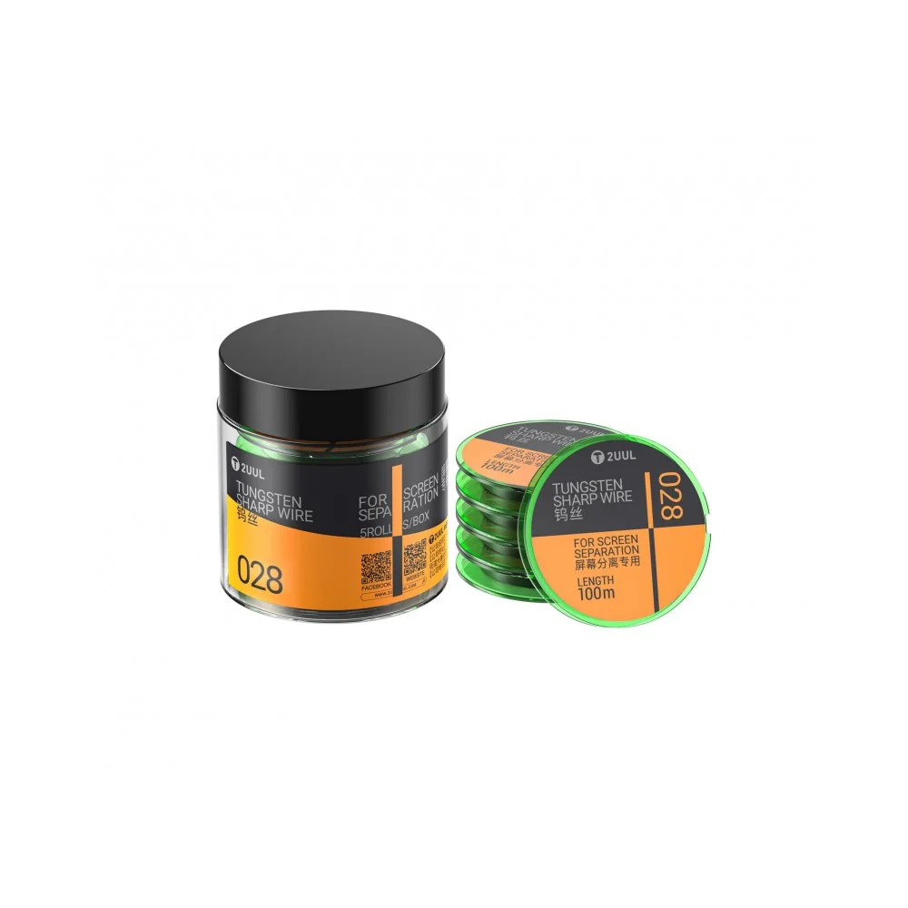 Професионална волфрамова тел 2UUL WS-028, 0.028mm, 100m, за рязане на дисплеи
