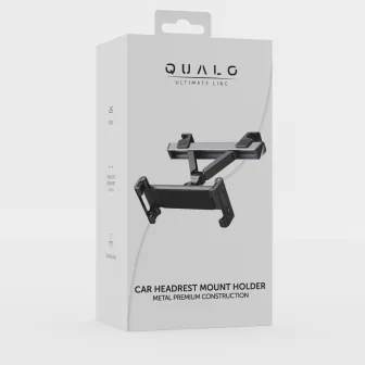 Стойка за кола за телефон и таблет за задна седалка QUALO QUS-T-BS-01, Черна
