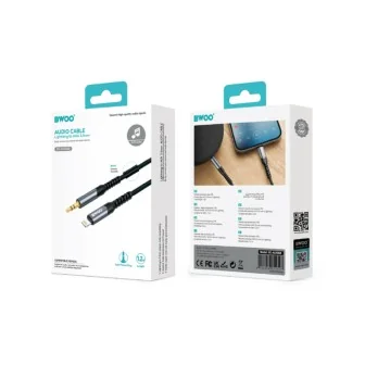 Аудио кабел BWOO BO-AUX068, Lightning към 3.5mm Mini-Jack, 1.20 метра, Черен