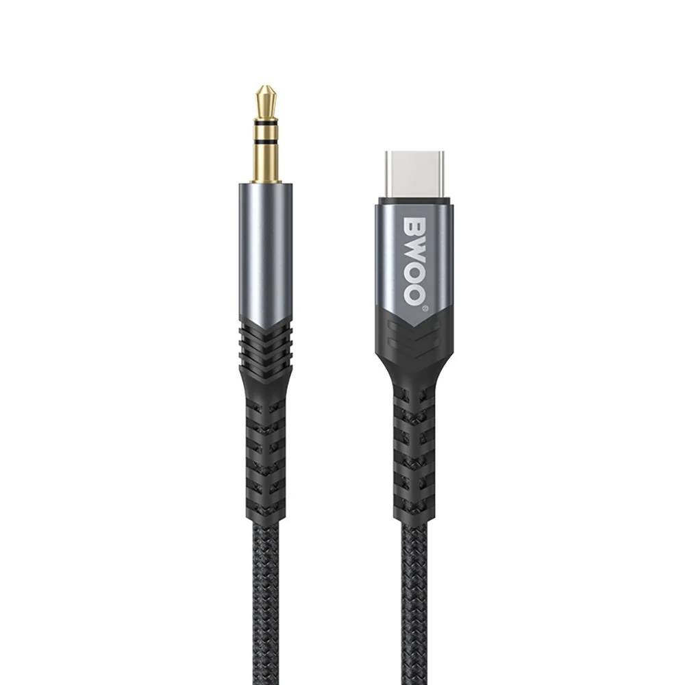 Аудио кабел BWOO BO-AUX066, USB-C към 3.5mm Mini-Jack, 1.20 метра, Черен