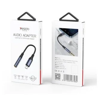 Аудио преходник YESIDO YAU37, Lightning към 3.5mm Женски Жак, 12 см, Черен