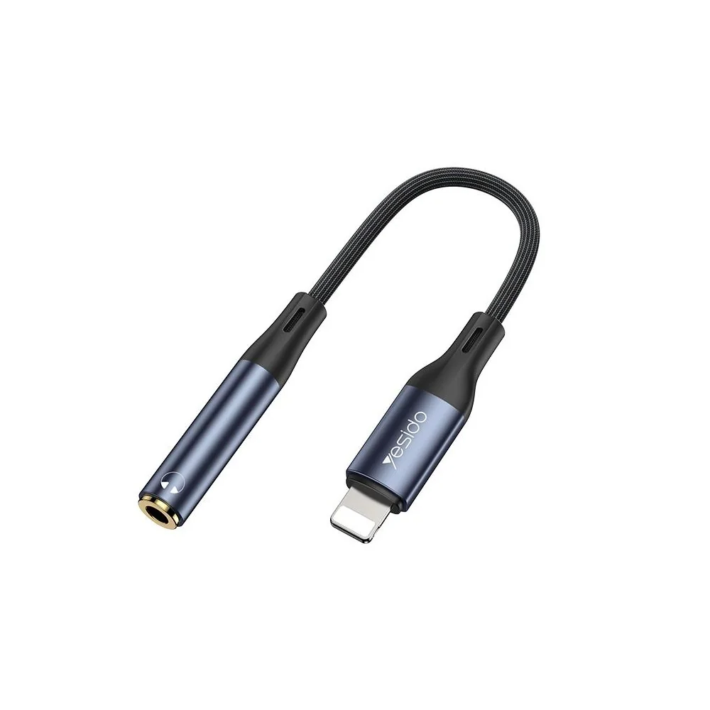 Аудио преходник YESIDO YAU37, Lightning към 3.5mm Женски Жак, 12 см, Черен Аудио преходник YESIDO YAU37, Lightning към 3.5mm Женски Жак, 12 см, Черен