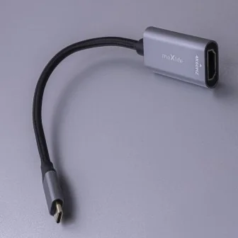 Адаптер Maxlife MXHC-01 HDMI към USB-C, 4K 60Hz, Алуминиев, Черен