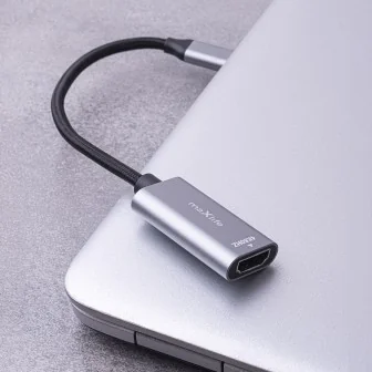 Адаптер Maxlife MXHC-01 HDMI към USB-C, 4K 60Hz, Алуминиев, Черен