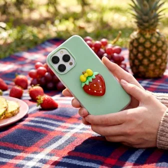 Двуслоен хибриден калъф TFO Fruit 2in1 за iPhone 15 Pro (6.1") с плодов акцент – Зелен
