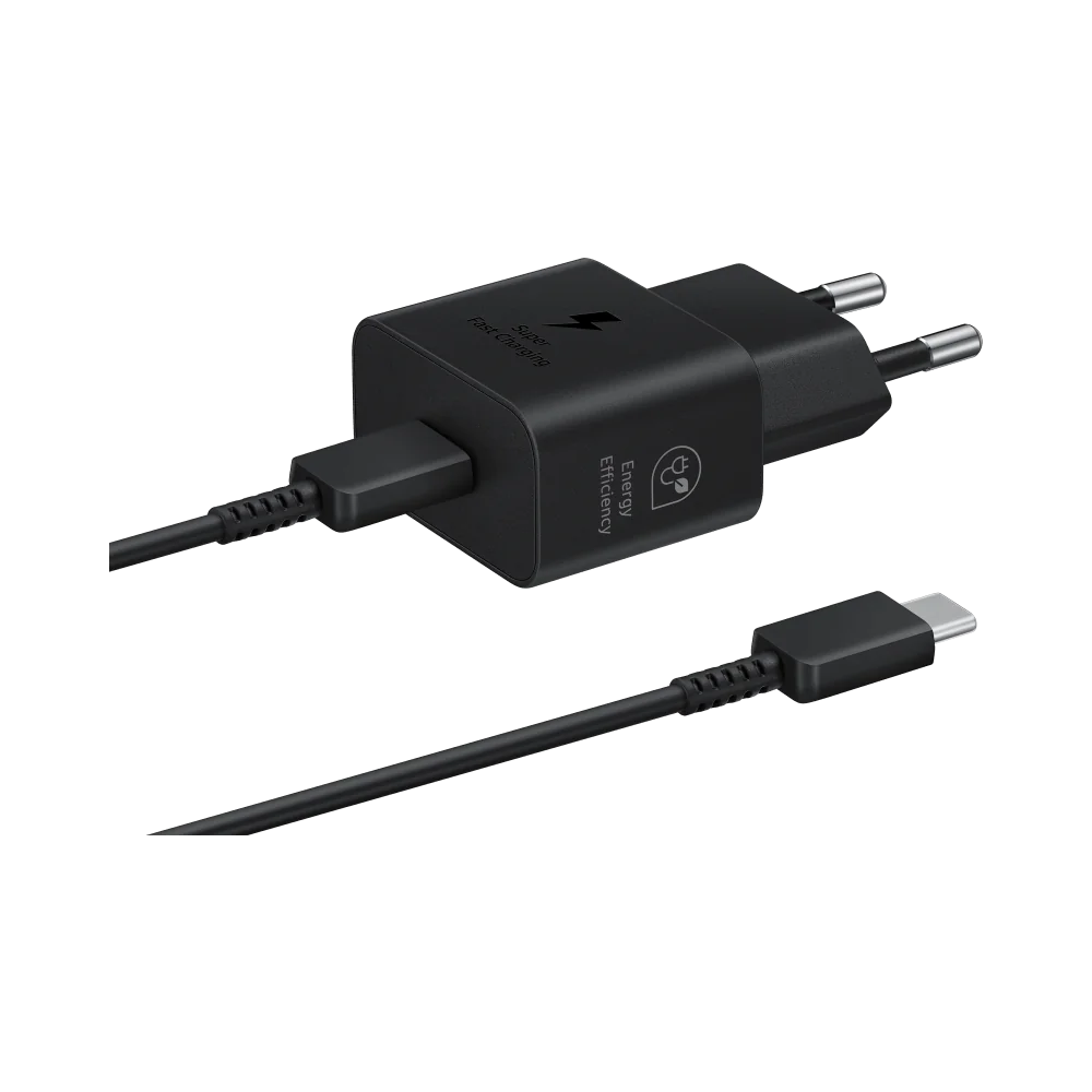 Оригинално бързо зарядно Samsung 25W GaN, Super Fast Charge, USB-C кабел 1m (EP-T2510XBEGEU), Черен Оригинално бързо зарядно Samsung 25W GaN, Super Fast Charge, USB-C кабел 1m (EP-T2510XBEGEU), Черен