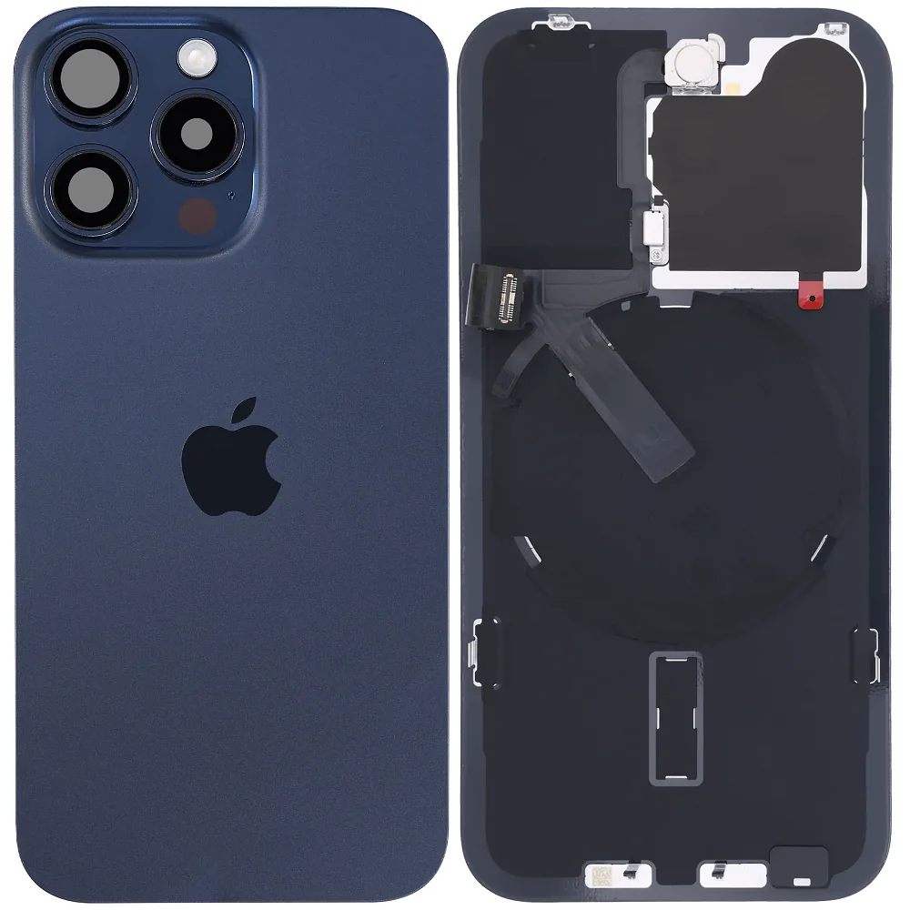 Оригинален заден капак за iPhone 15 Pro / Оборудван / PN: 661-36835 / Grade A (Pulled) - Blue Titanium (Син Титан)