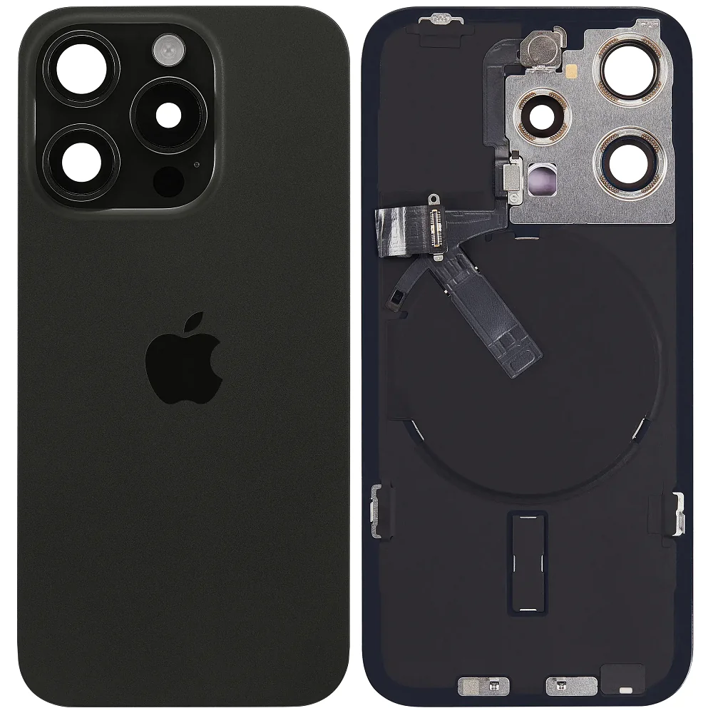 Оригинален заден капак за iPhone 15 Pro / Оборудван / PN: 661-36832 / Grade A (Pulled) - Black Titanium (Черен Титан)